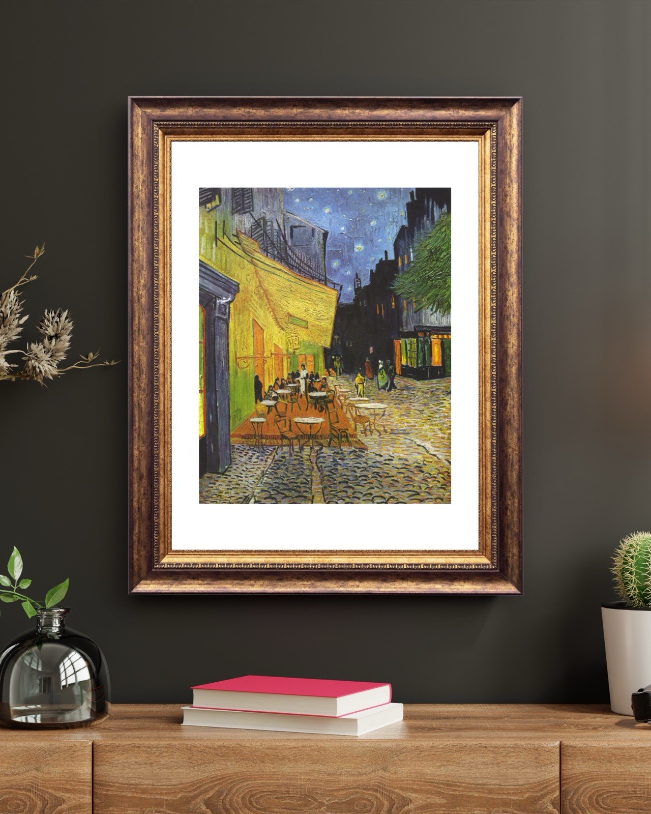 Café Terrace At Night - Vincent Van Gogh - Canvas Print Vintage Art 8.5x11”