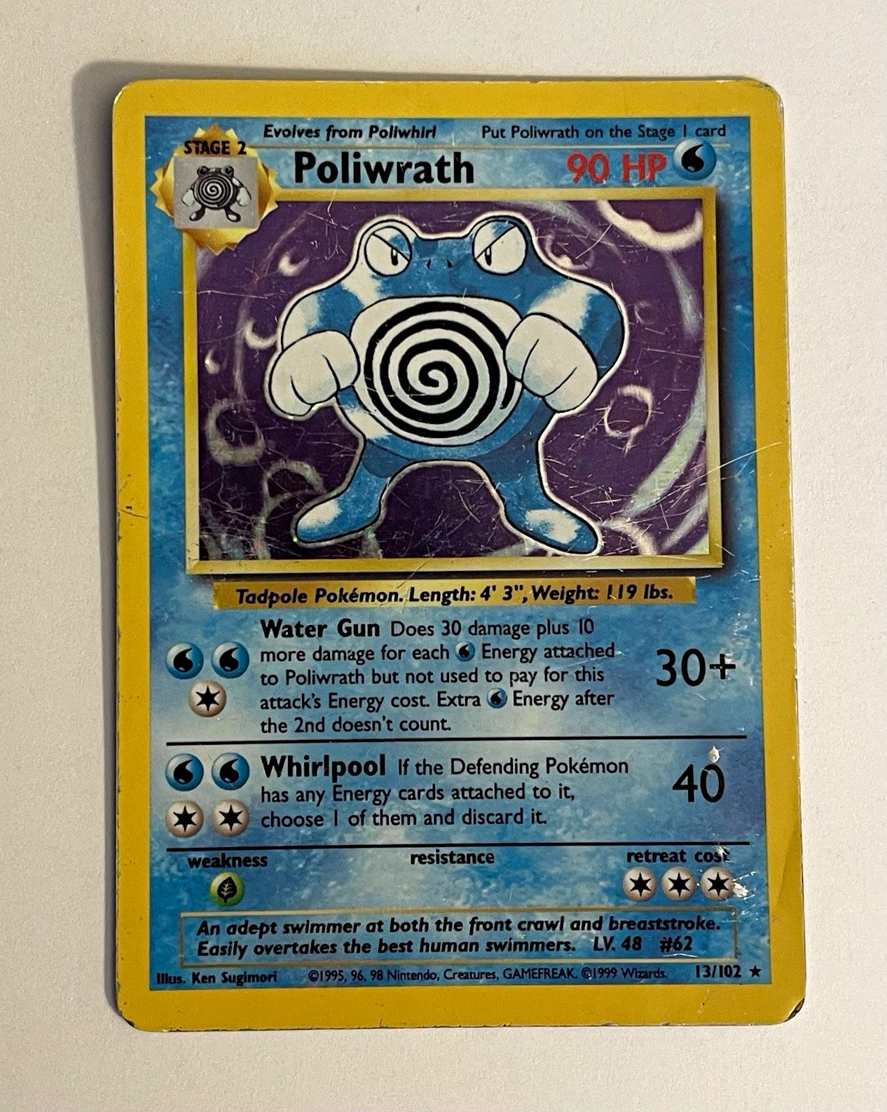 1999 Pokemon Poliwrath 13/102 Base Set Holo Rare WOTC Unlimited Vintage TCG