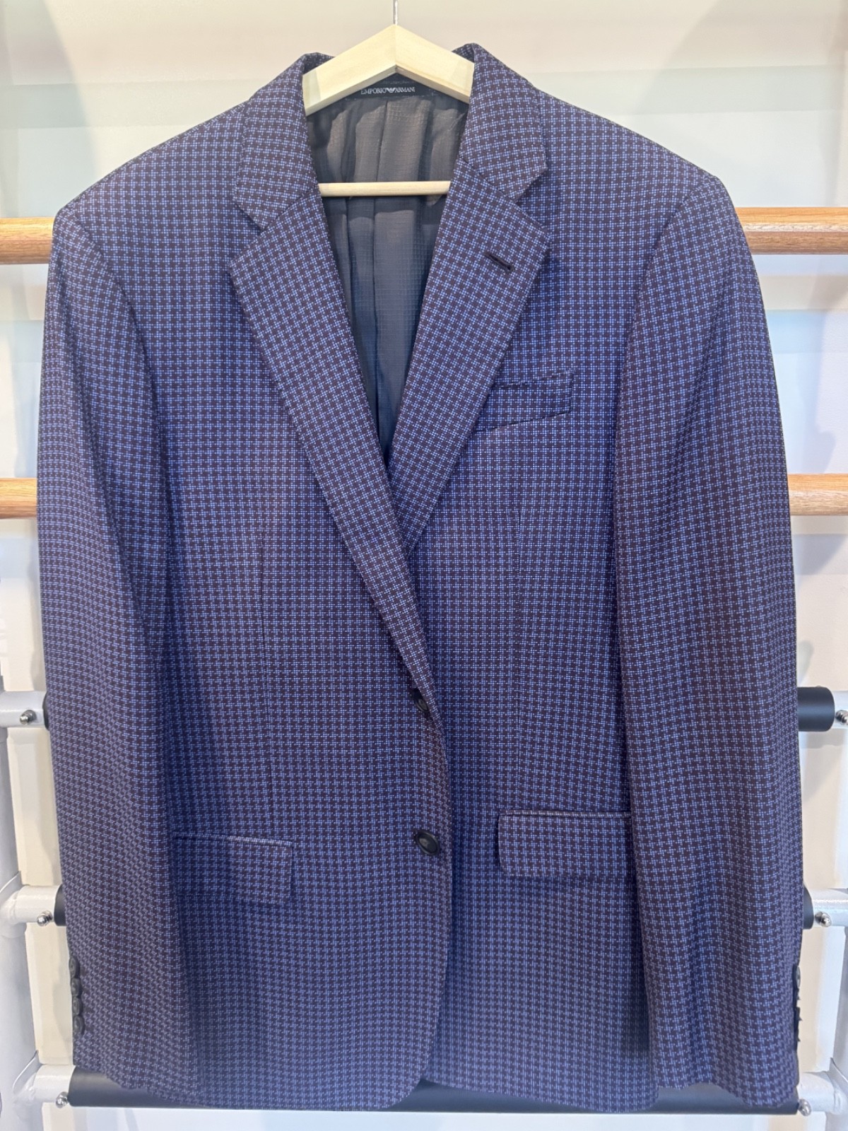 Emporio Armani men blazer G Line Blue Black Super 130s Wool Check Sport coat 40R