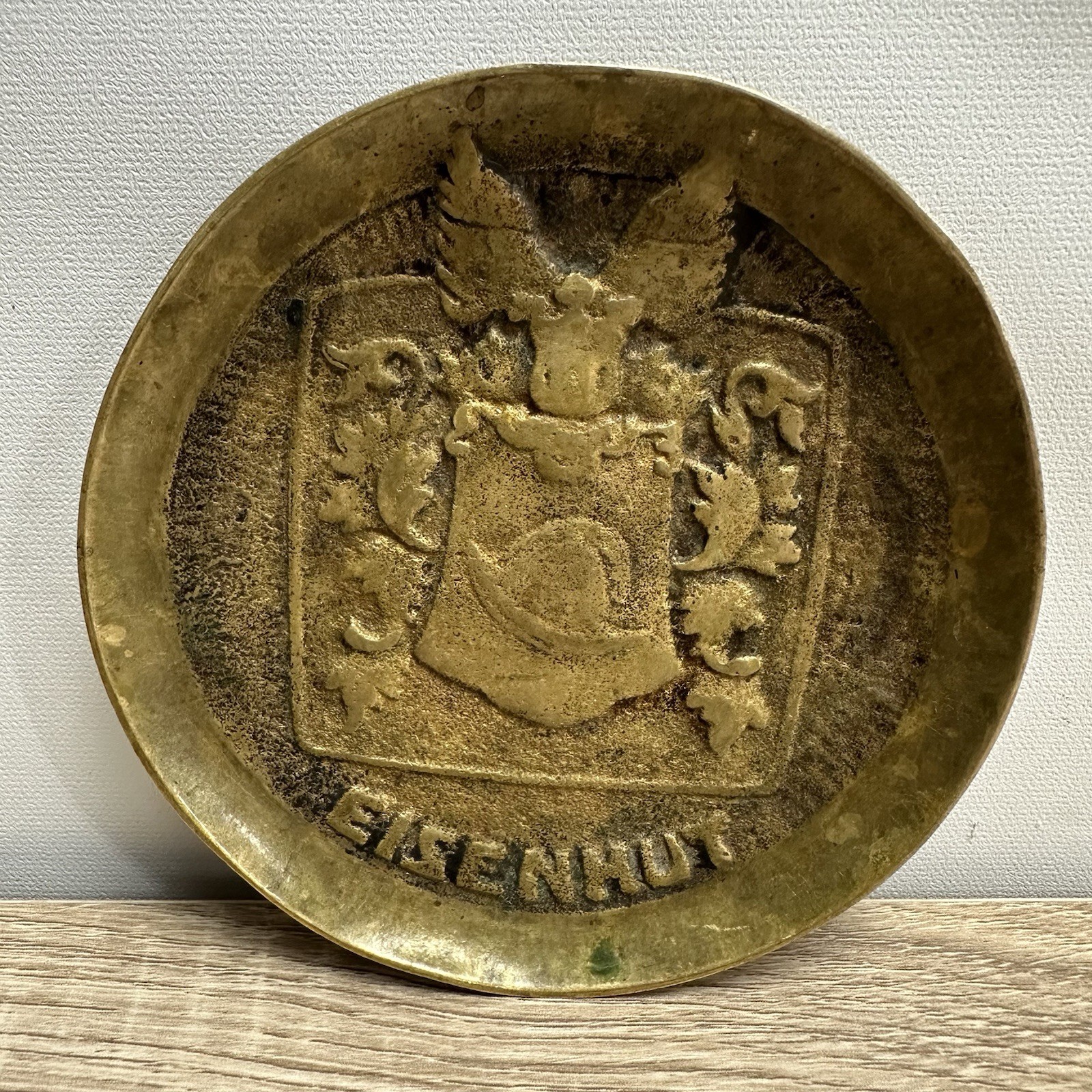 Vintage 1940s German Eisenhut Hotel Rothenburg Heavy Bronze Tip Tray Dish WM 4.5