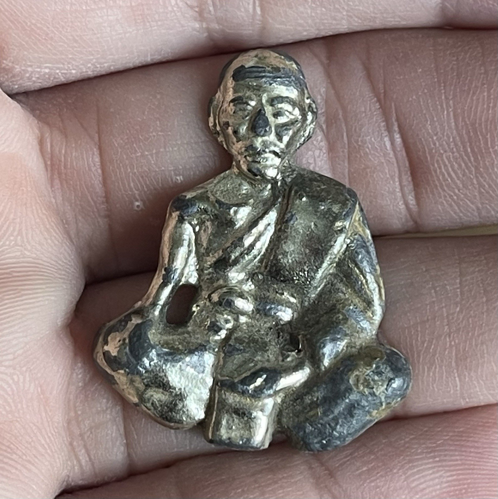 Vintage Thai Buddhist Monk Seated Metal Amulet Statue Talisman Vintage Thai Buddhist Monk Seated Metal Amulet Statue Talisman