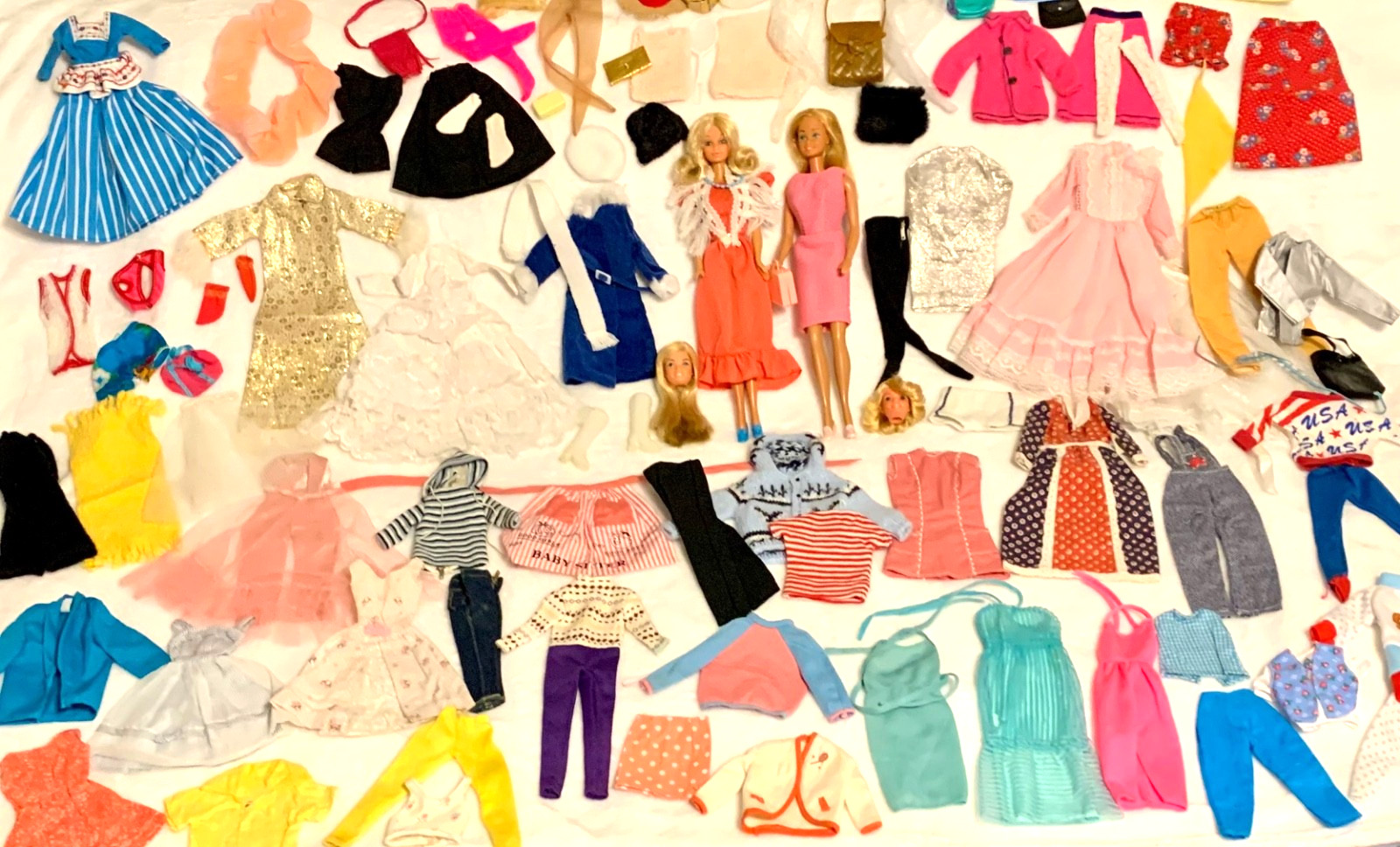 BIG Vintage Barbie Dolls Fashion Clothing Shoes OOAK 60 70 80s? 100 + Items LOT