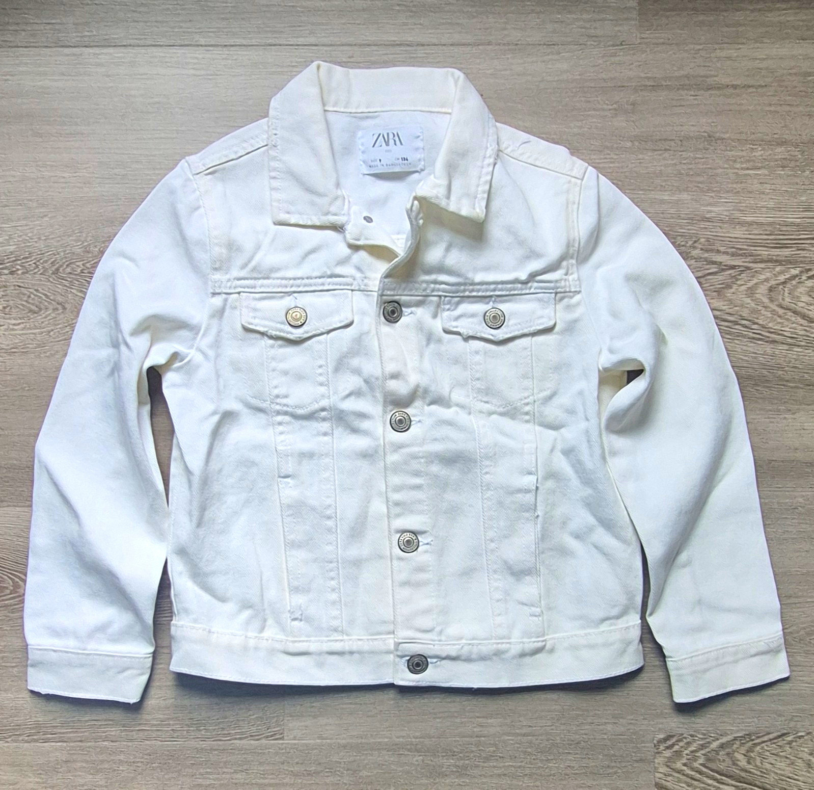 Zara ZARA Kids Girls White Denim Jacket Collared Pockets Button, 9-10Y Zara ZARA Kids Girls White Denim Jacket Collared Pockets Button, 9-10Y