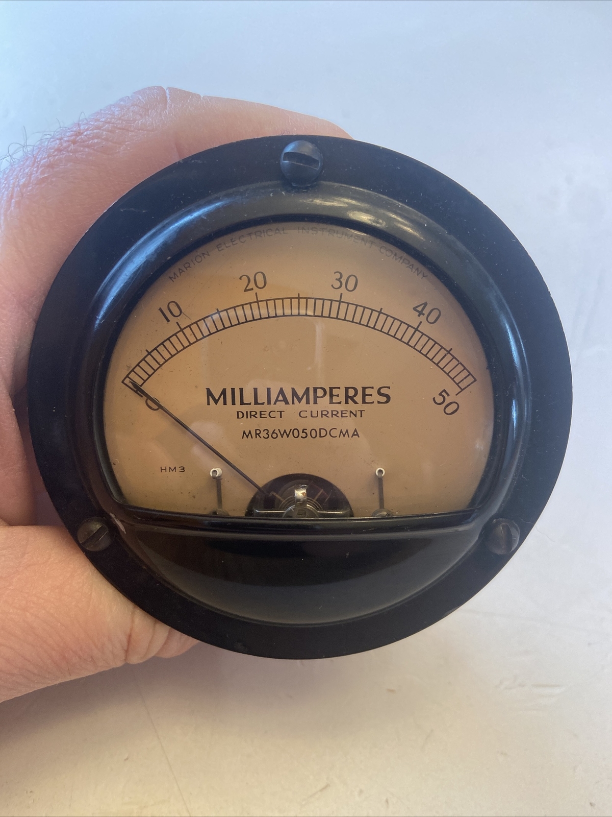 Vintage Marion Milliamperes DC Panel Meter Model HM3 Scale 0-50 #K Vintage Marion Milliamperes DC Panel Meter Model HM3 Scale 0-50 #K