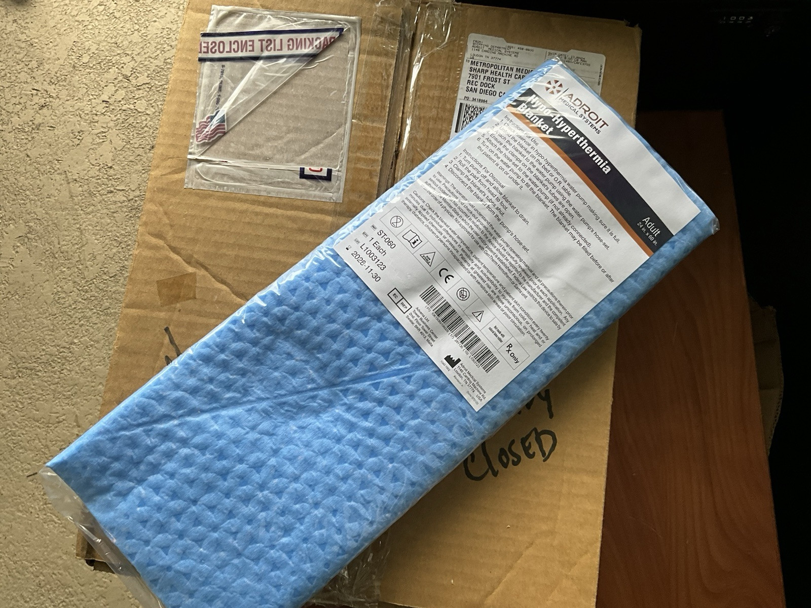 Adroit Medical St-060 Soft Temp. Hypo-hyperthermia Adult Blanket, 24x60”. Adroit Medical St-060 Soft Temp. Hypo-hyperthermia Adult Blanket, 24x60”.