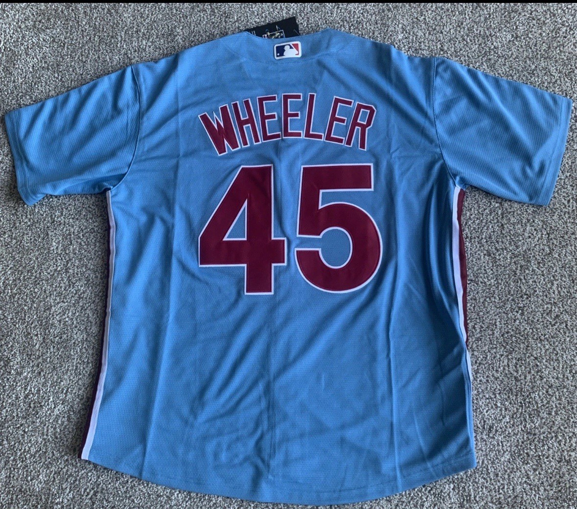 NWT Men’s Nike Zach Wheeler Phillies Powder Blue Jersey Large NWT Men’s Nike Zach Wheeler Phillies Powder Blue Jersey Large