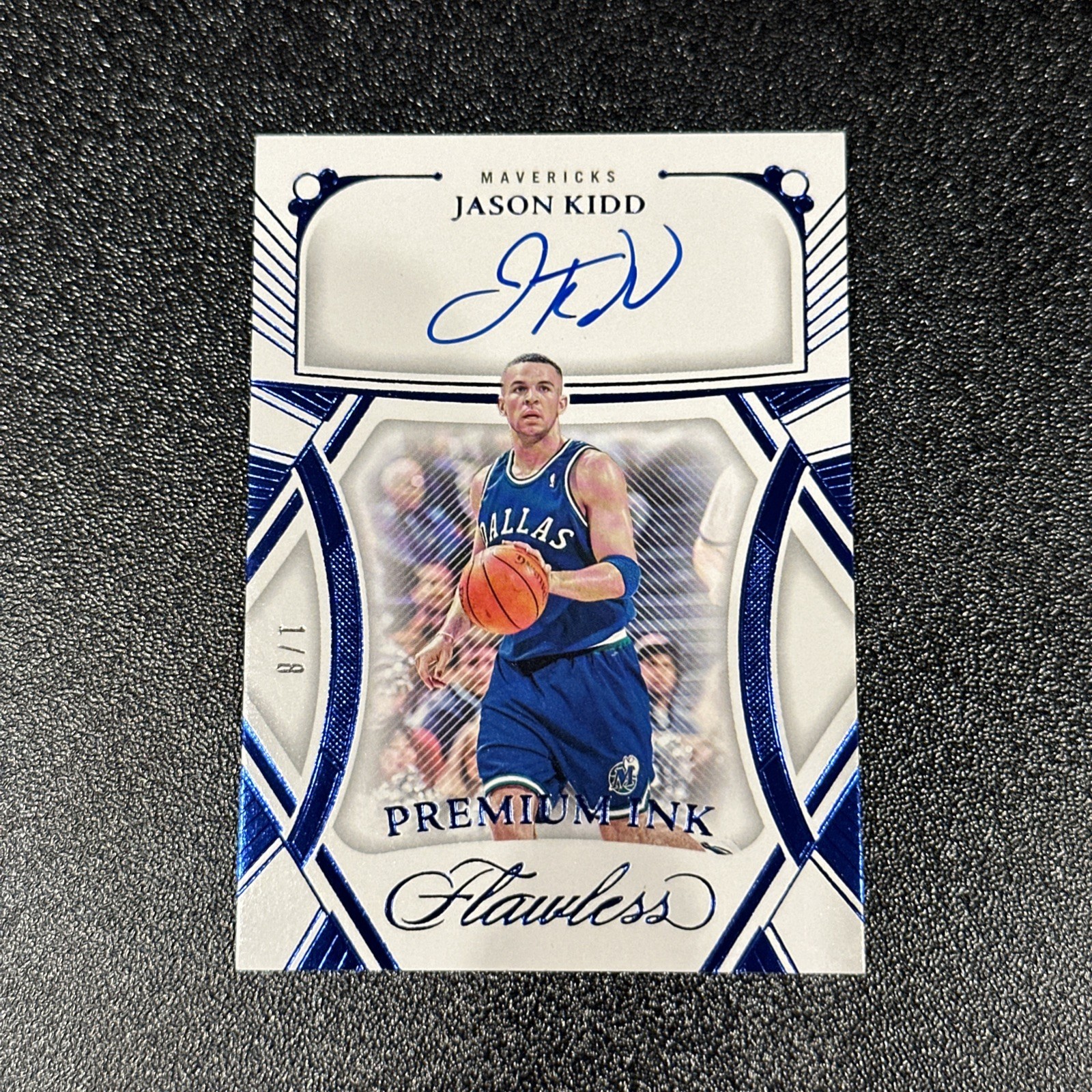 2023-24 Panini Flawless Jason Kidd Premium Ink Auto /8 1/8 Mavericks On Card