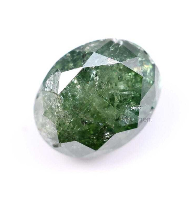 0.86 CT Natural Green Diamond Loose Oval Cut Diamond For Making Jewelry