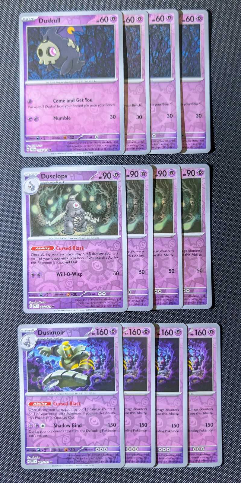 12x Playset - Pokemon Duskull (4) Dusclops (4) Dusknoir (4) Reverse Holo NM Eng 12x Playset - Pokemon Duskull (4) Dusclops (4) Dusknoir (4) Reverse Holo NM Eng