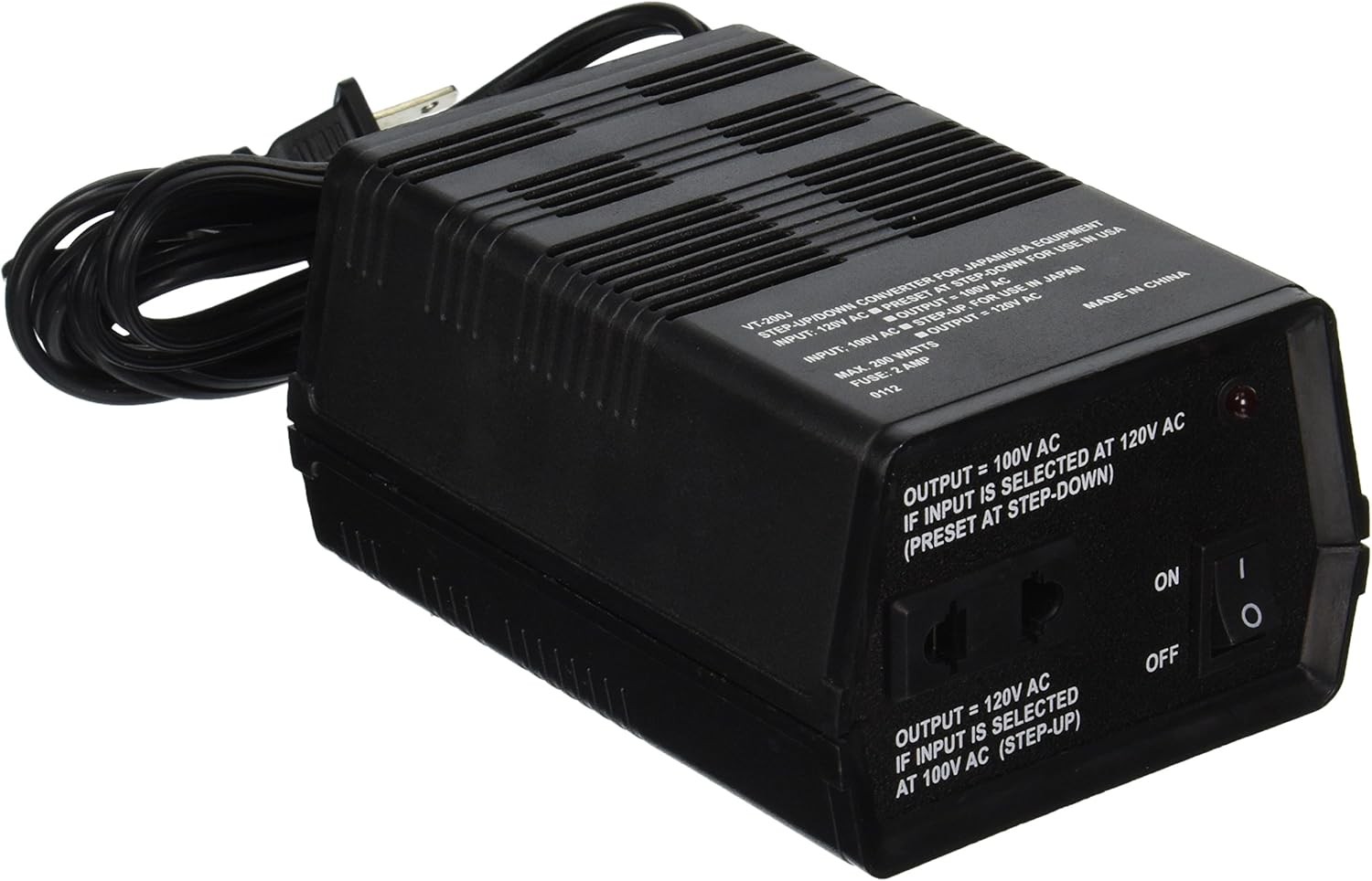 VCT VT-200J Japanese Step Up / Down Voltage Transformer 200 Watt, Black VCT VT-200J Japanese Step Up / Down Voltage Transformer 200 Watt, Black