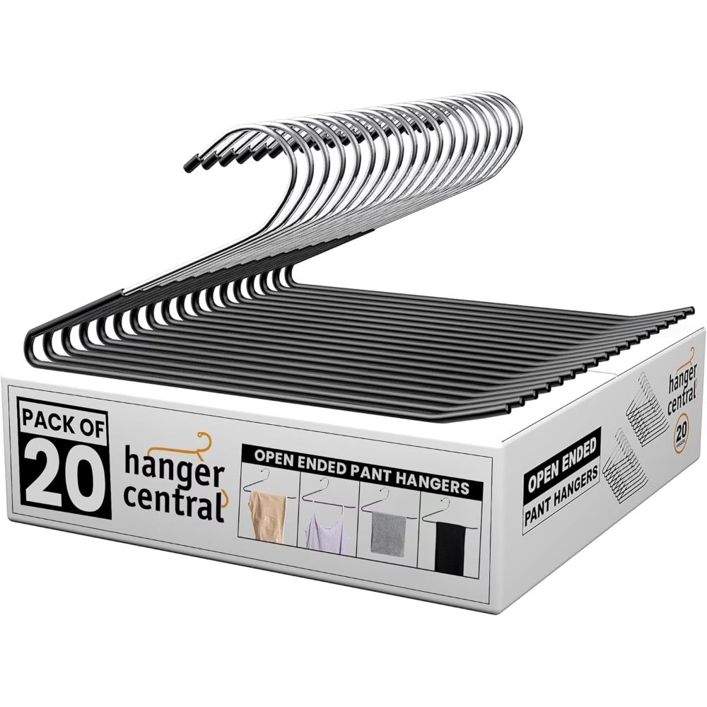 Hanger Central 20 Pack Non Slip Open Ended Pants Hangers Hanger Central 20 Pack Non Slip Open Ended Pants Hangers