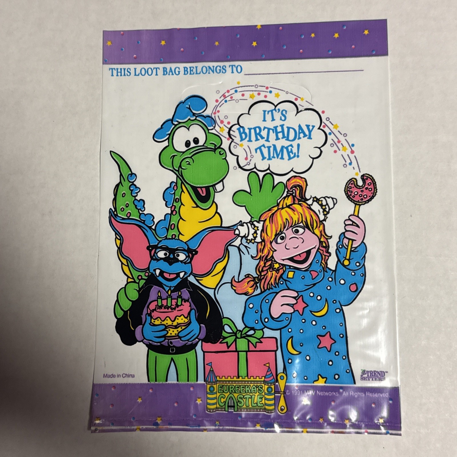 Vintage Nickelodeon Eureeka’s Castle One Party Loot Bag Hard To Find 1991 New