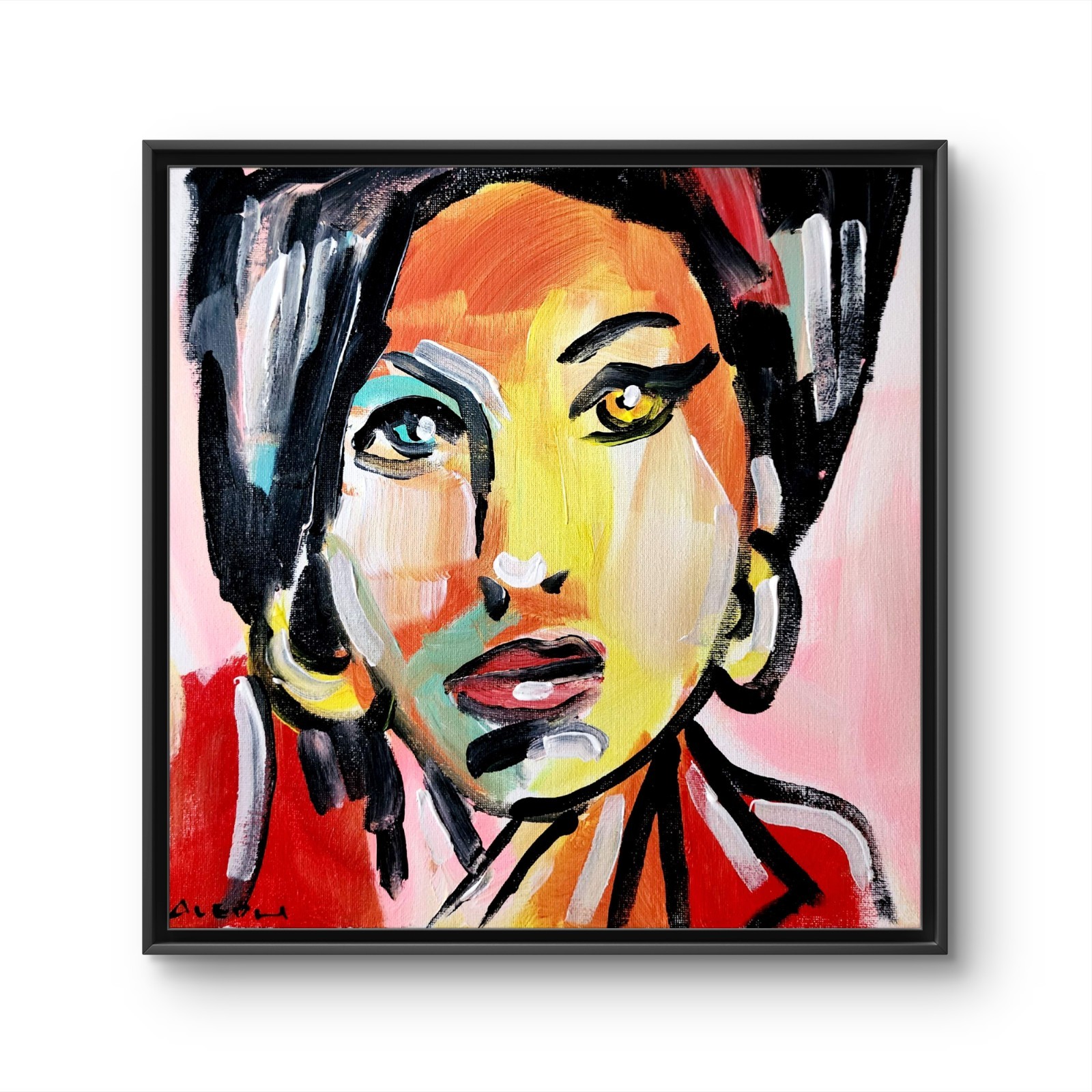 Original Amy Winehouse Painting Canvas Neo Expressionist Fine Art Decor 12x12