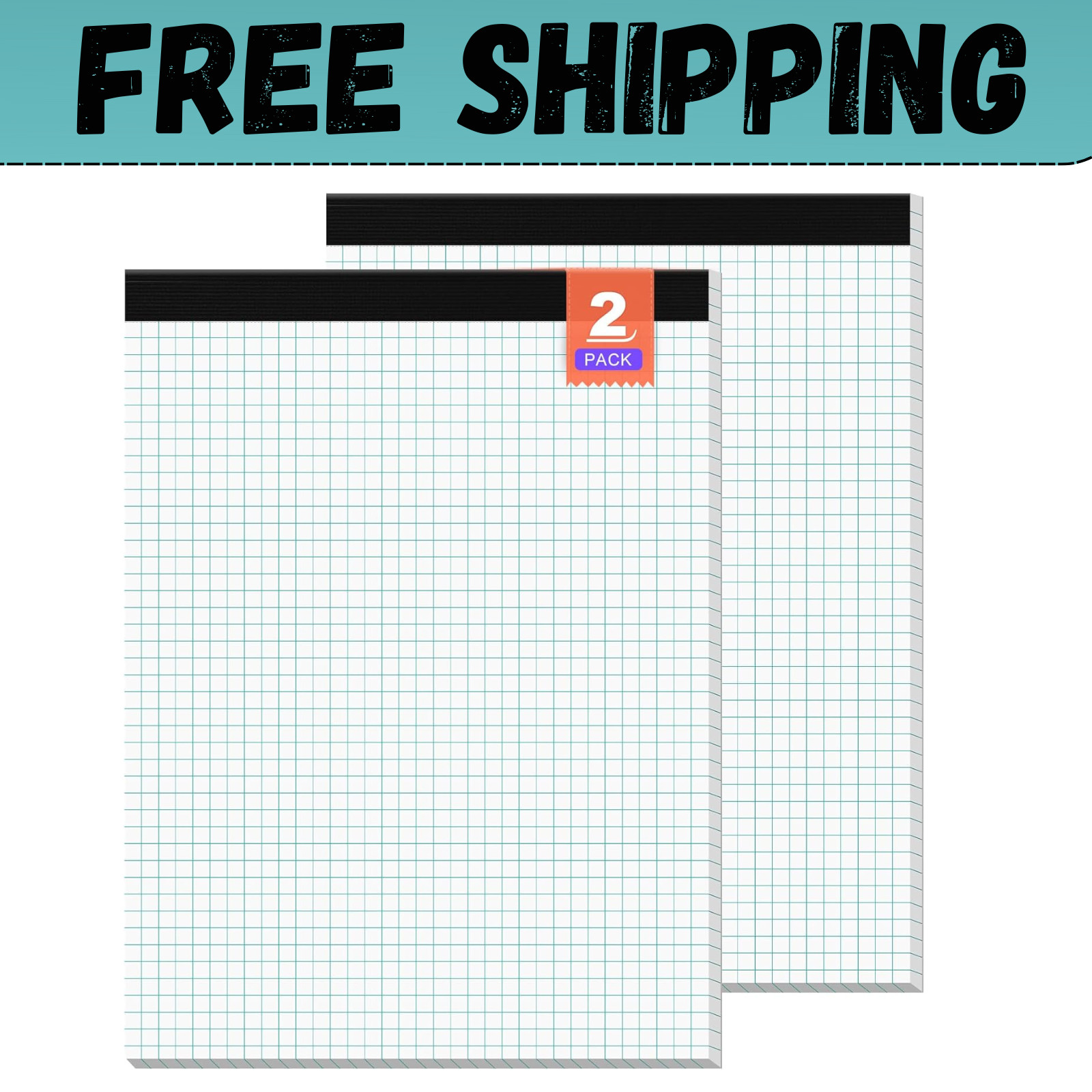 Graph Paper, Grid Paper 8.5 x 11 Graph Paper Pad, [2 Pack] Quad Ruled Grid Paper