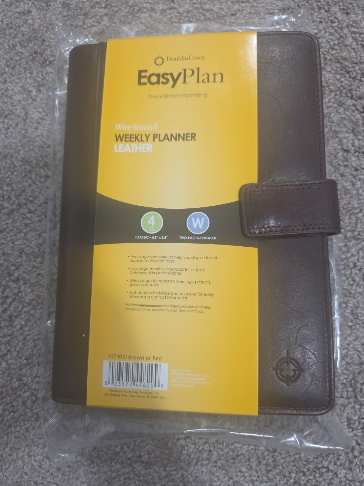 Franklin Covey Easy Plan Wire-Bound Weekly Planner Leather Brown 5.5 Franklin Covey Easy Plan Wire-Bound Weekly Planner Leather Brown 5.5