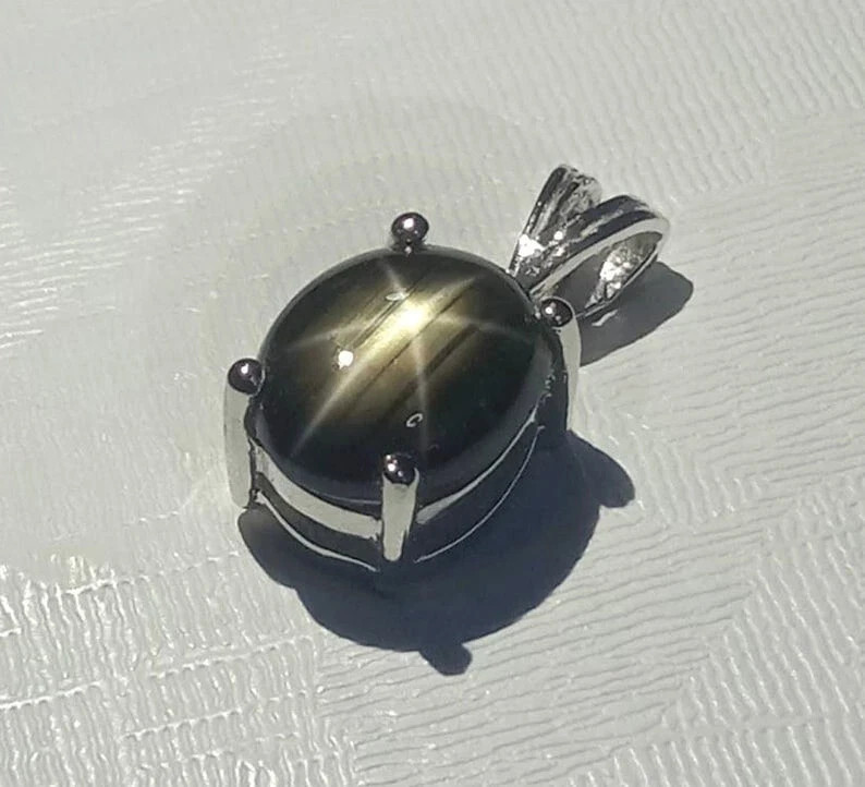100% AA+ Genuine 25 Ct Black Star Sapphire Birthday Gift Pendant Gift For Woman