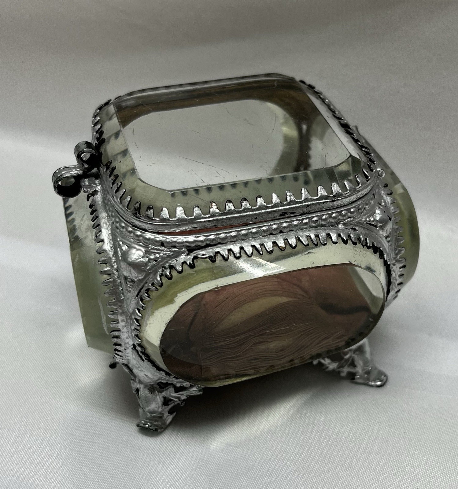 19th-Century French Napoleon III Jewelry Casket Beveled Glass Panes READ 19th-Century French Napoleon III Jewelry Casket Beveled Glass Panes READ