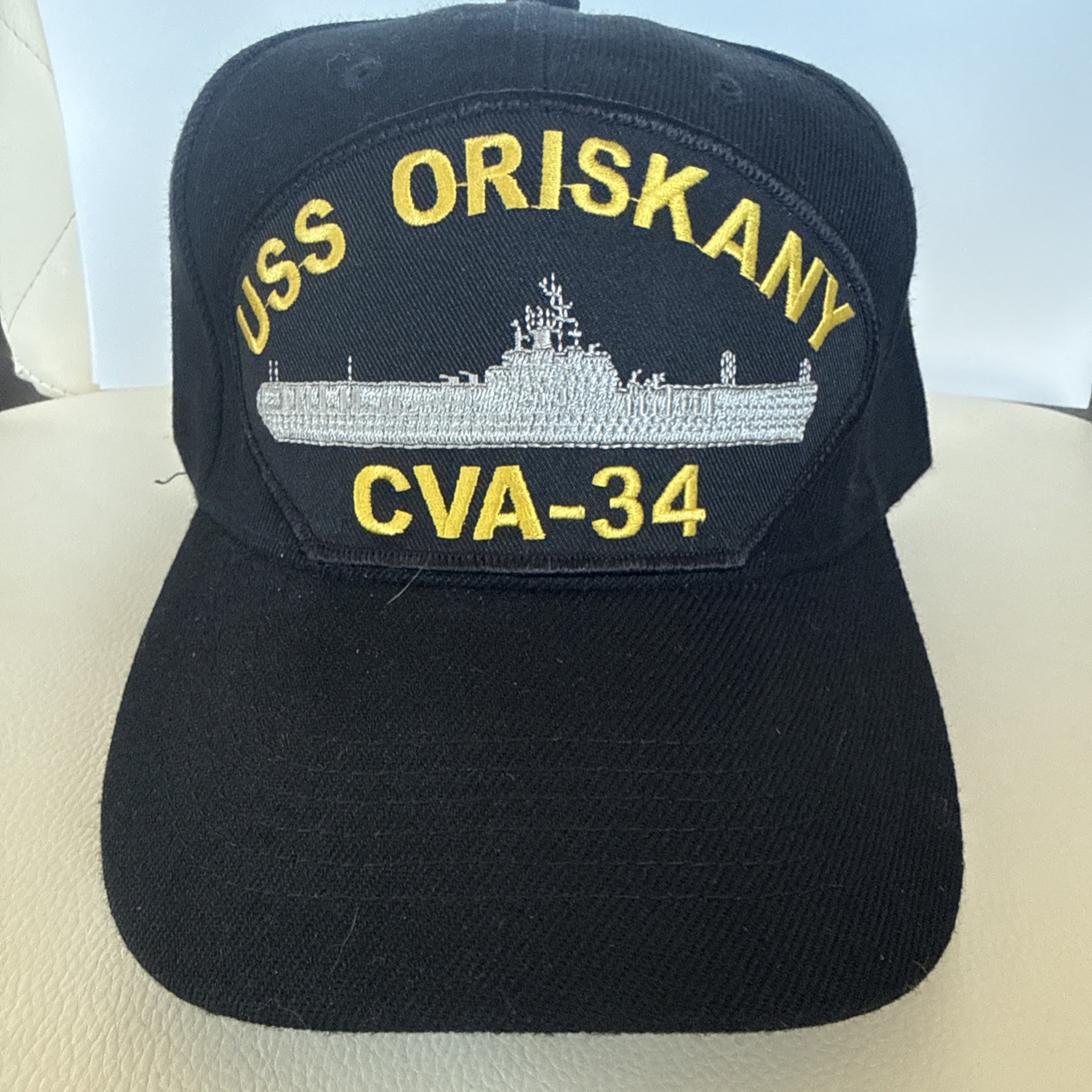 U.S. NAVY USS ORISKANY CVA-34 TRUCK HAT BASEBALL CAP IN BLACK U.S. NAVY USS ORISKANY CVA-34 TRUCK HAT BASEBALL CAP IN BLACK