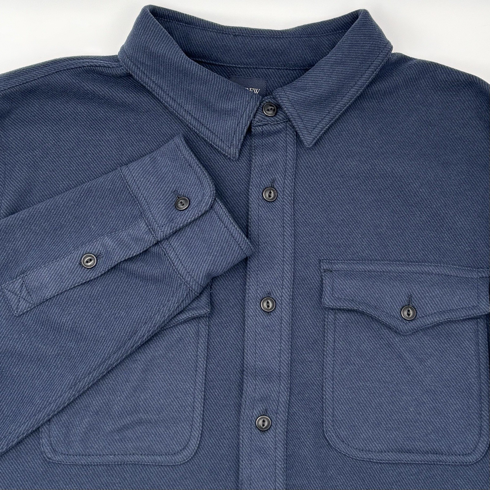 J.Crew Men Large NWT Knit Twill Shirt Jacket Blue Twill Shacket MSRP $120 CA914