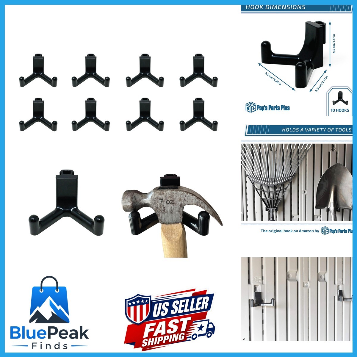 Pop\'s Parts Plus HOOK2025 Tool Hook for Vertical Siding - 10 Hooks Pack