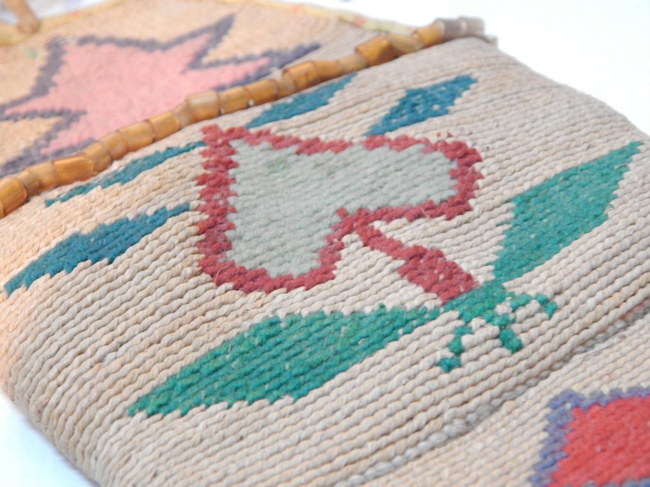 RARE FIND ANTIQUE c1890-1915 NEZ PERCE\' PLATEAU INDIAN CORNHUSK WALL POUCH