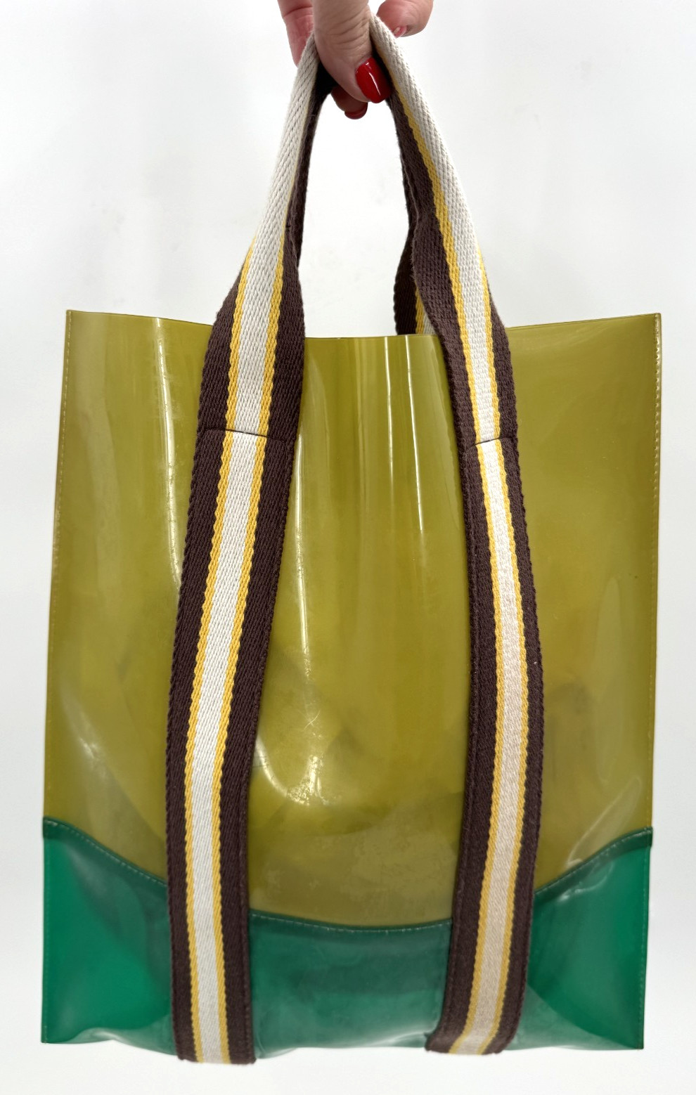 MARNI for H & M Large PVC Plastic Market Bag Shopping Tote Bag Handbag Purse