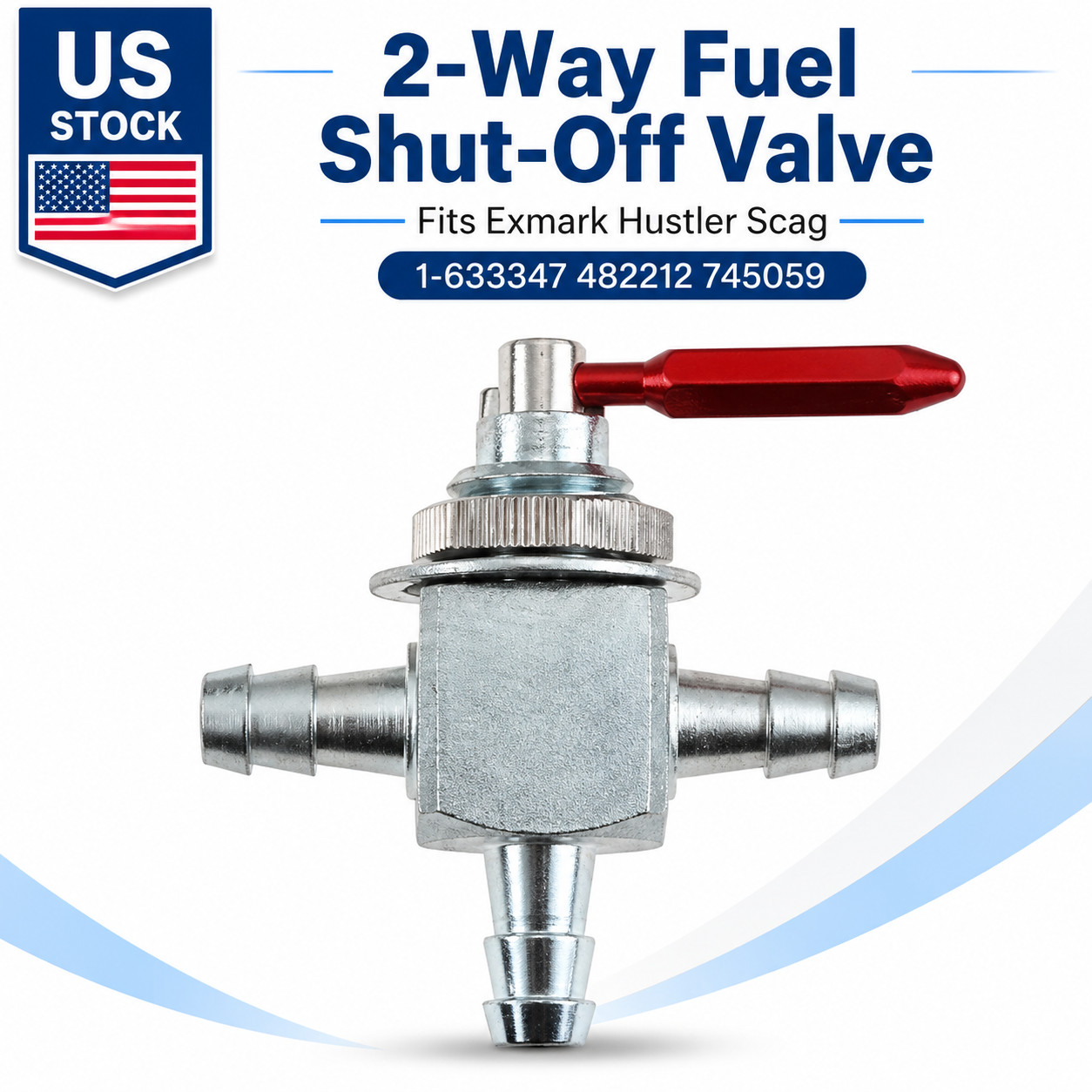 2-Way Fuel Shut Off Valve for Exmark Scag Hustler Mowers 1-633347 482212 745059