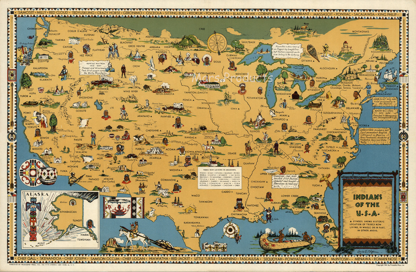 Indians of the USA Native American Tribes History Pictorial Map Poster 16x24 Indians of the USA Native American Tribes History Pictorial Map Poster 16x24