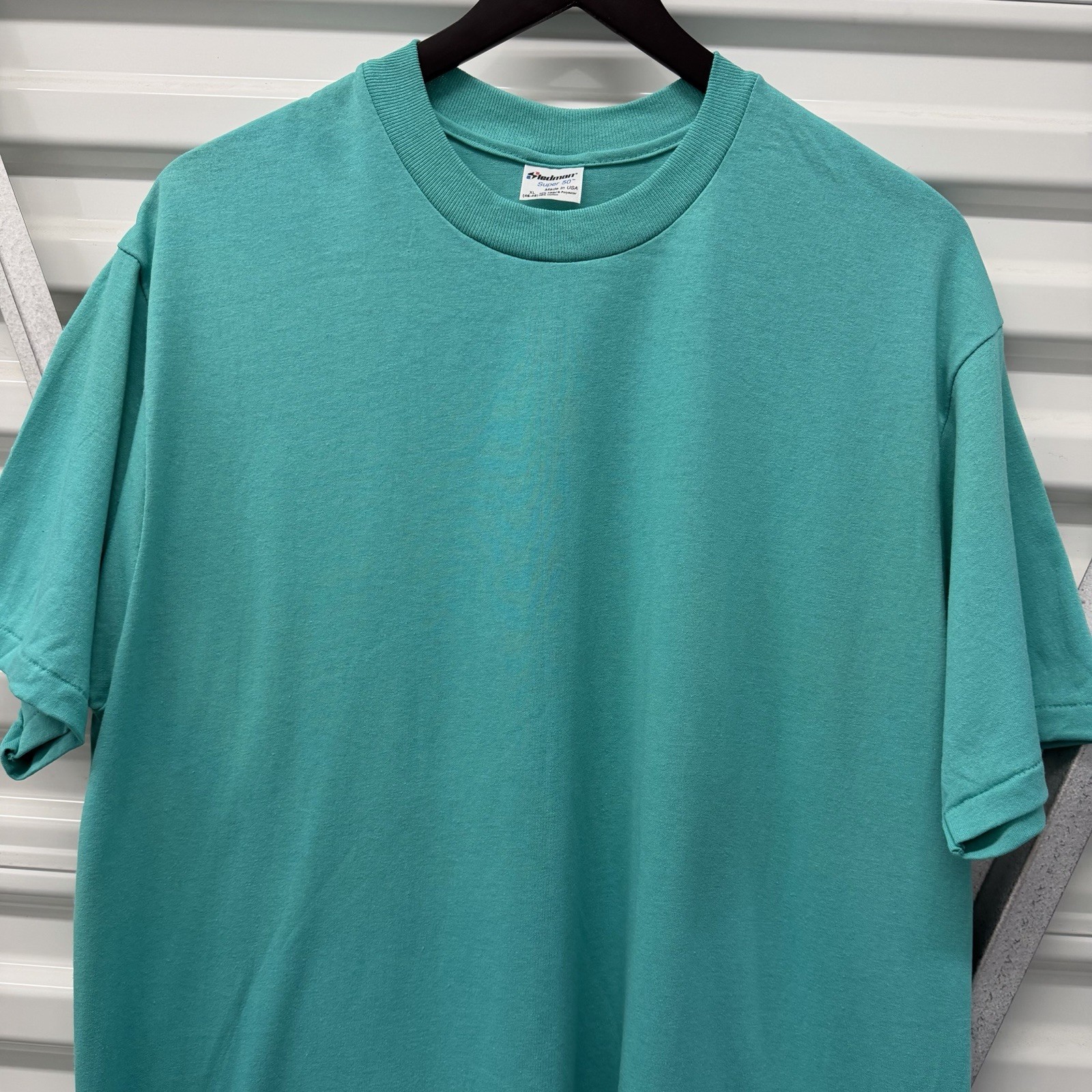 Vintage Stedman Super 50 Blank Aqua Teal T-shirt Men’s XL USA Made 80s Surf NOS Vintage Stedman Super 50 Blank Aqua Teal T-shirt Men’s XL USA Made 80s Surf NOS
