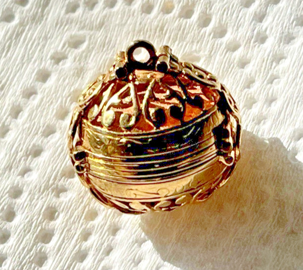 18KYG ART DECO RARE 1920\'s ELOQUENT 6 PHOTO BALL PENDENT 14.64g   