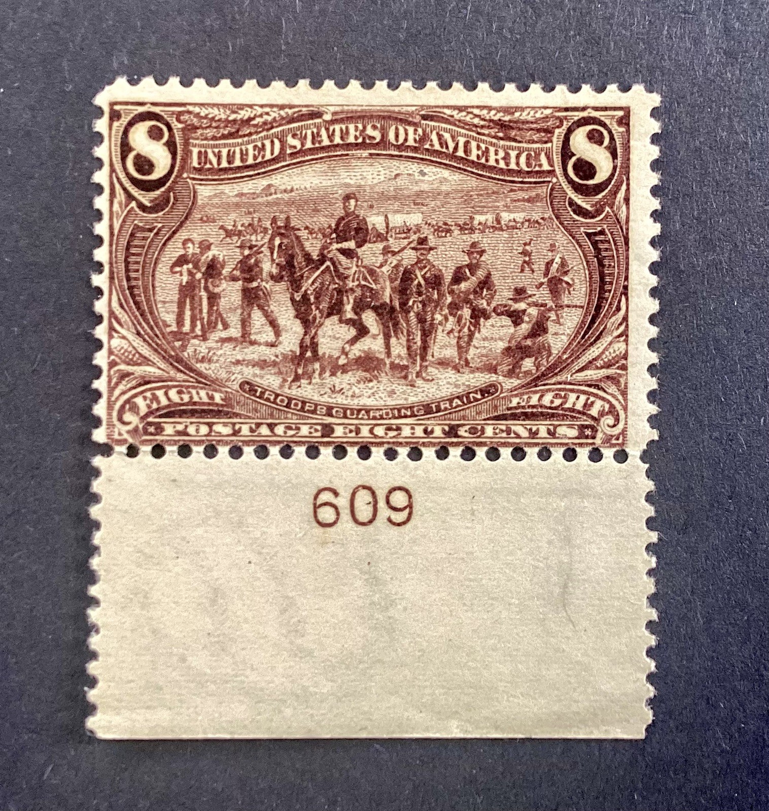 US Scott 289 8c Trans-Mississippi Mint Plate No 609 Single 1898 - MNH US Scott 289 8c Trans-Mississippi Mint Plate No 609 Single 1898 - MNH