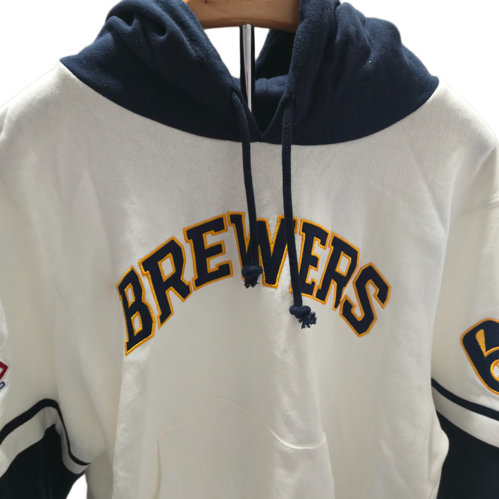 \'47 Brand Women\'s Milwaukee Brewers Trifecta Shortstop Cropped Pullover Hoodie M