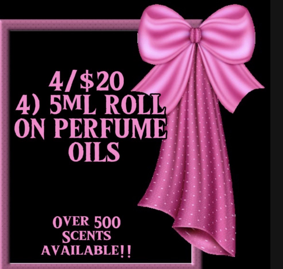 DEAL•4/$20•PREMIUM PERFUME OILS•500+ PERFUME BODY OILS•MUST ADD 4 to CART