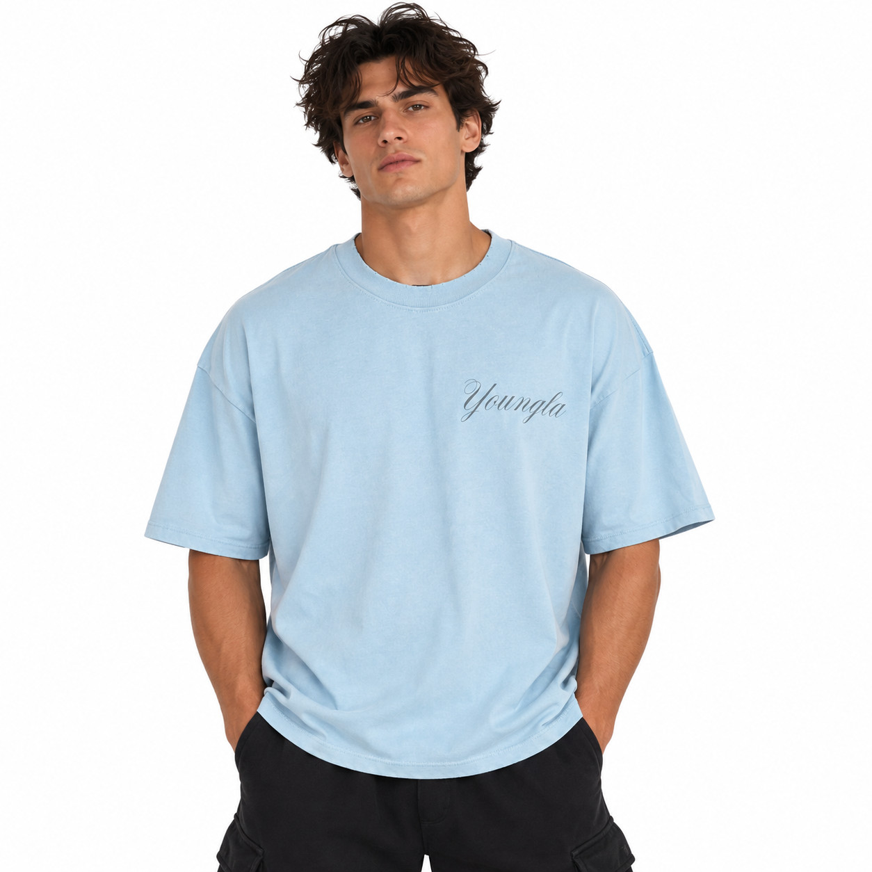 YoungLA 4118 Warrior Tee - Blue Wash - Size: L