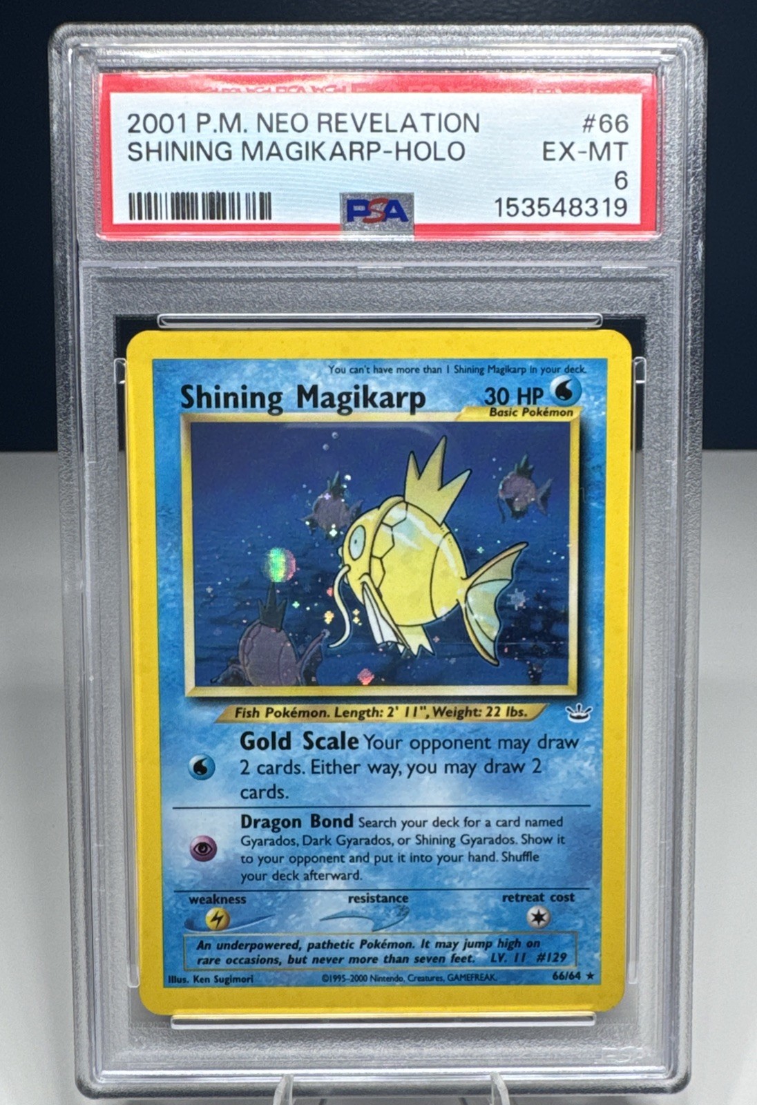2001 Shining Magikarp 66/64 Holo Neo Revelation Pokemon PSA 6