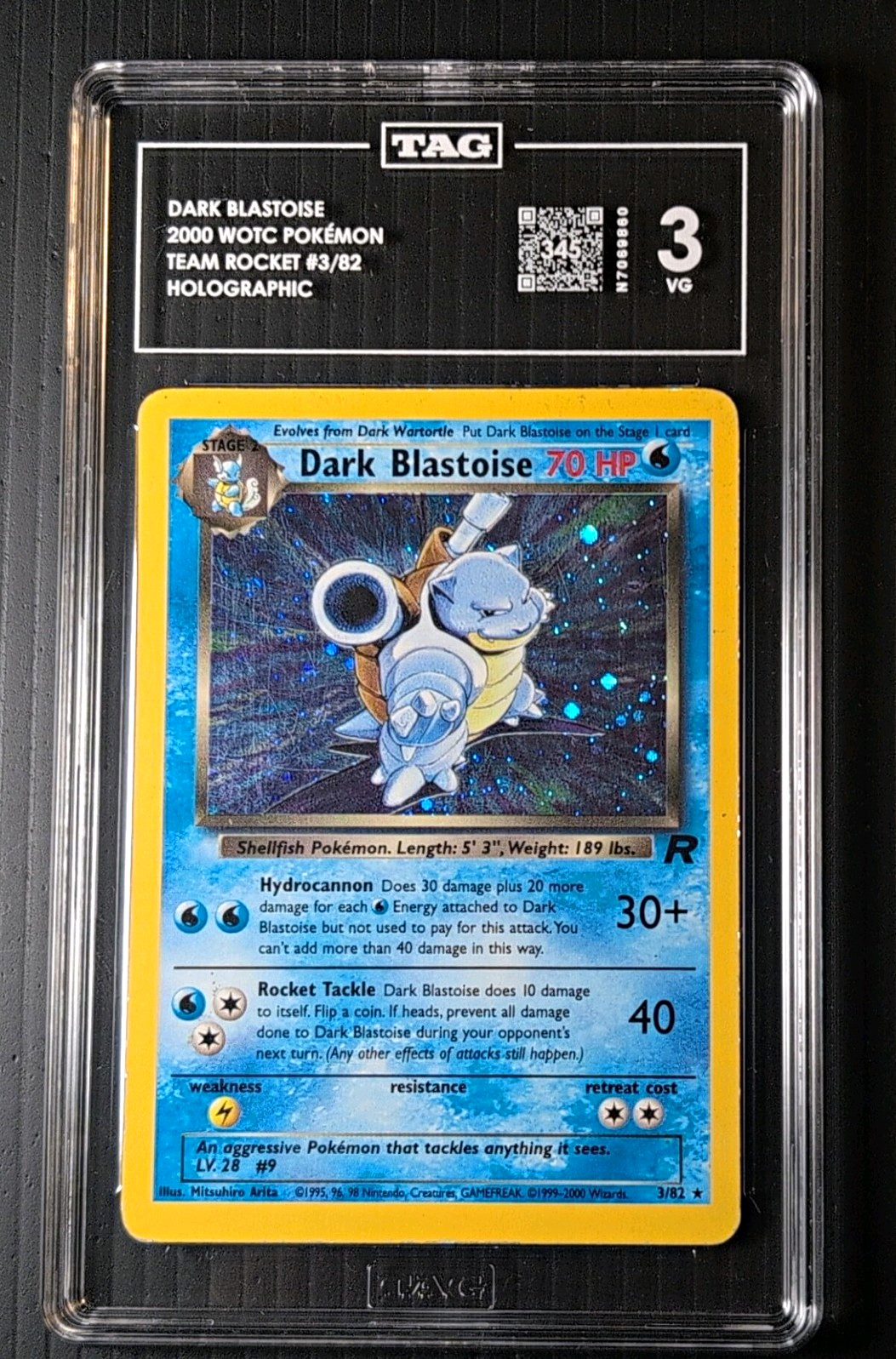 WOTC Dark Blastoise 3/82 Pokemon Team Rocket Holo EN 2000 TAG 3 WOTC Dark Blastoise 3/82 Pokemon Team Rocket Holo EN 2000 TAG 3