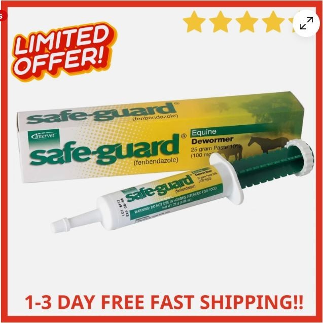 Safe-Guard Equine Paste 10% Fenbendazole Horse Wormer Control Lungworm Stomach a Safe-Guard Equine Paste 10% Fenbendazole Horse Wormer Control Lungworm Stomach a