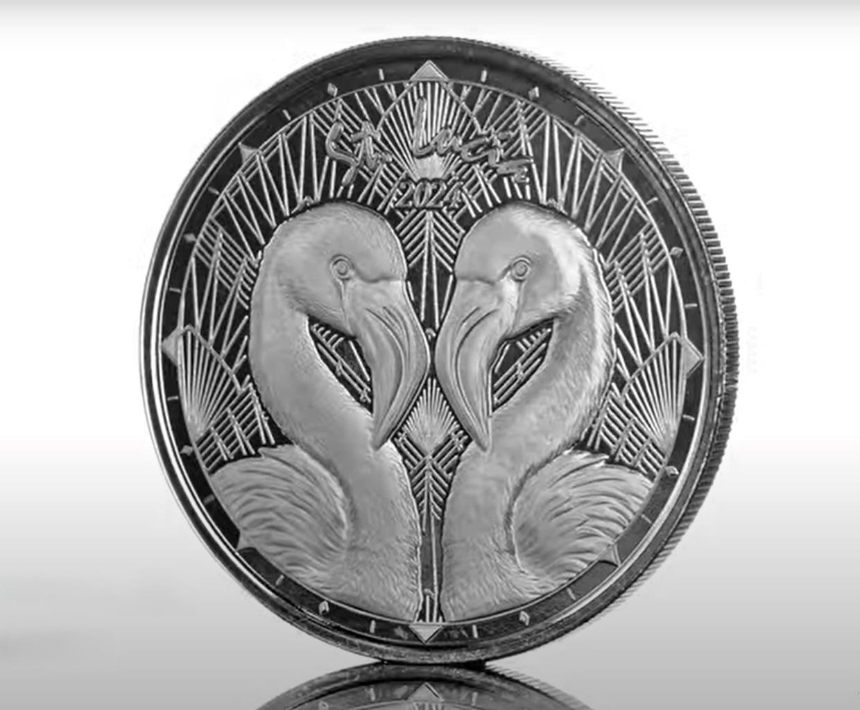2024 1 oz Silver Coin - St. Lucia Flamingos .999 Silver Coin BU #A599