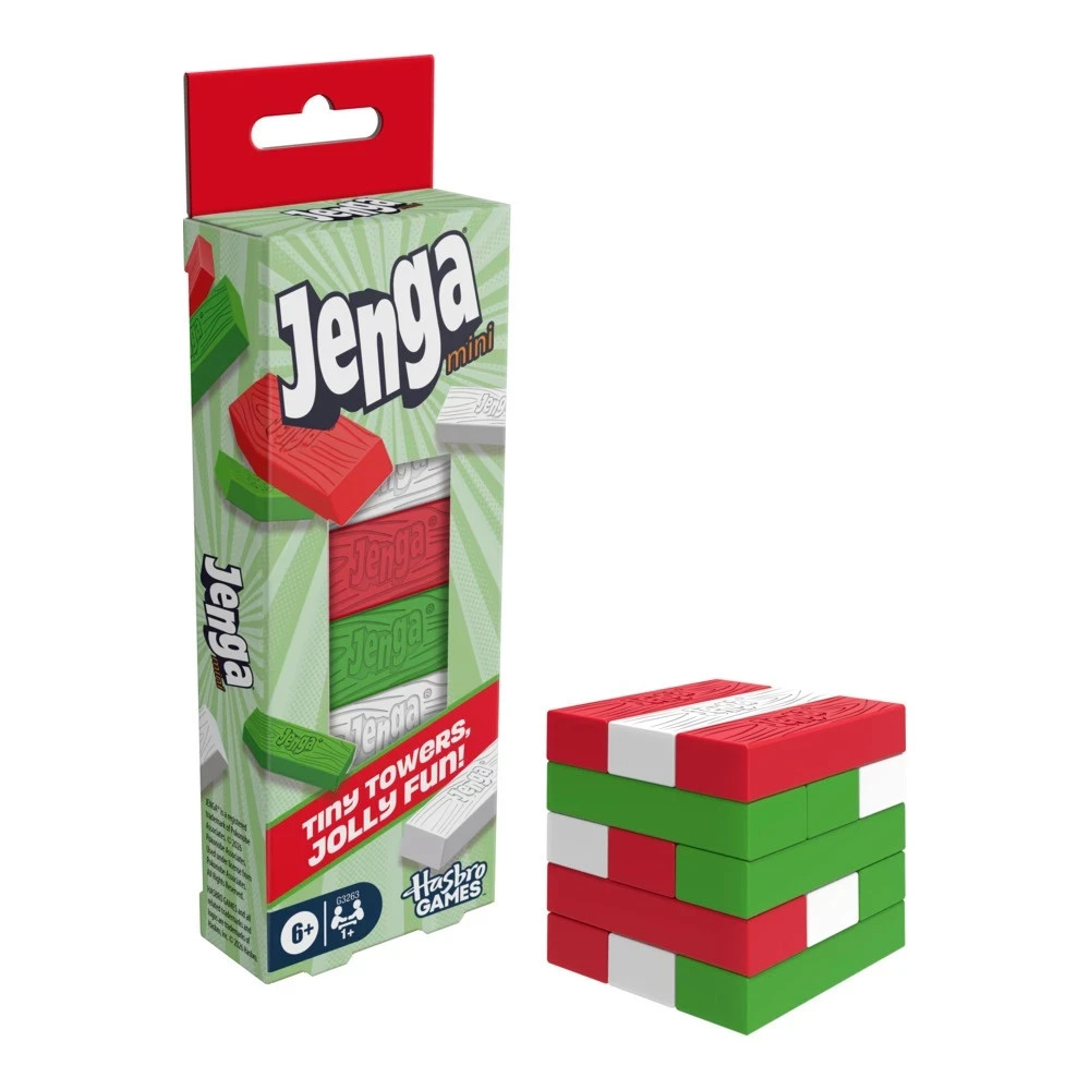 Hasbro Jenga Mini Game Red Green White Jolly Stacking Tower Travel Portable Toy