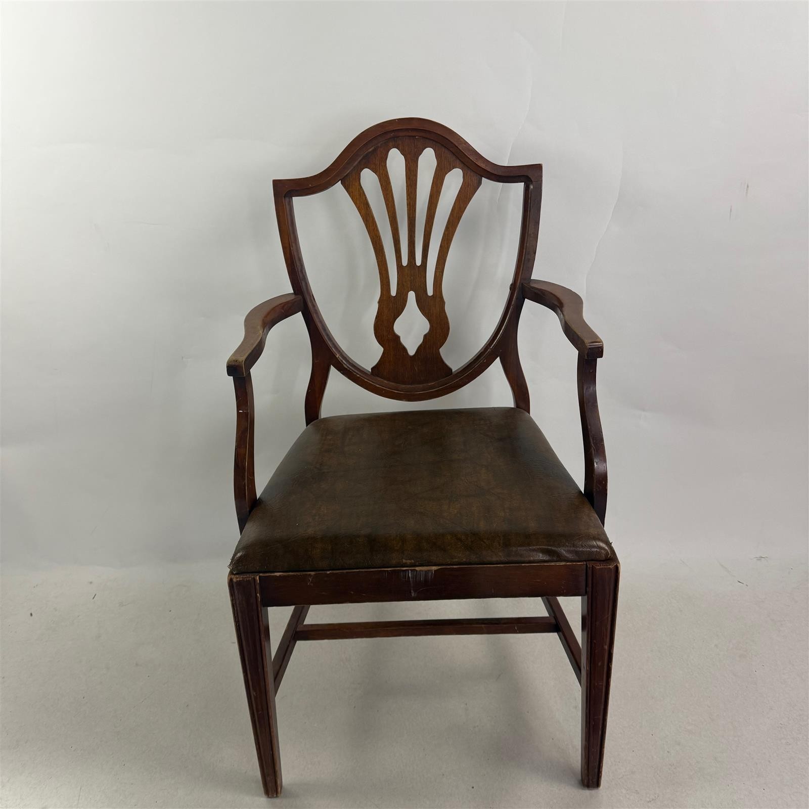 Antique 1902 English Hepplewhite Style Brown Cushioned Chair- Local Pickup Only