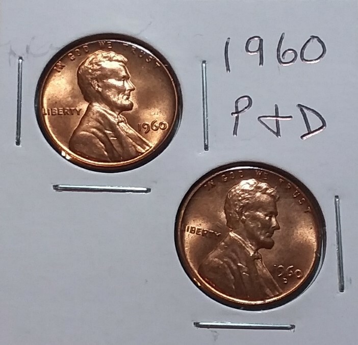 1960 LINCOLN MEMORIAL CENT PENNY (2 COIN SET P & D) UNC 1960 LINCOLN MEMORIAL CENT PENNY (2 COIN SET P & D) UNC