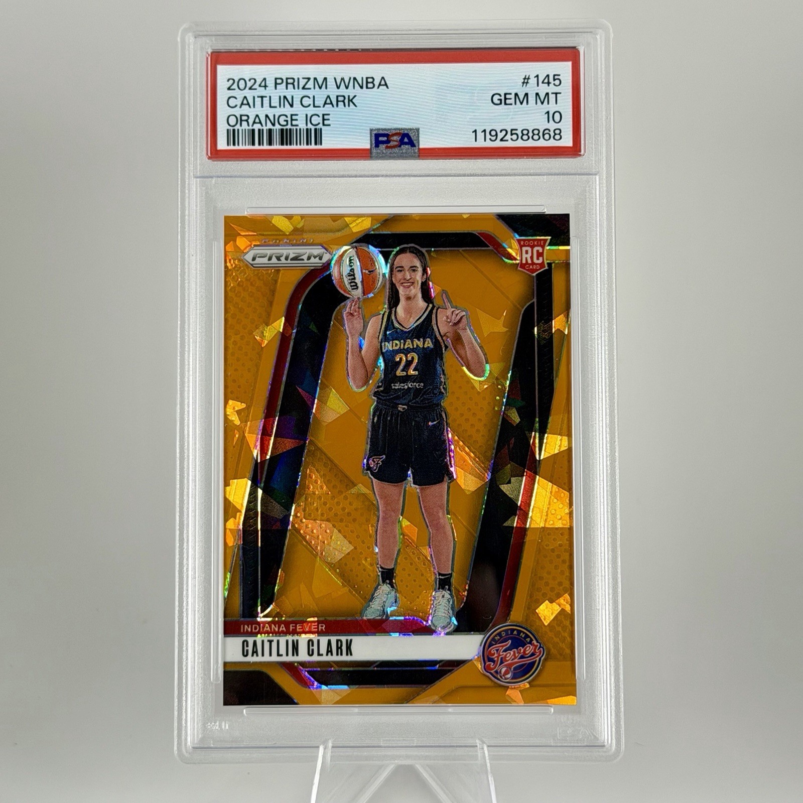 Caitlin Clark 2024 Prizm WNBA Orange Ice Rookie #145 PSA 10 Gem Mint RC
