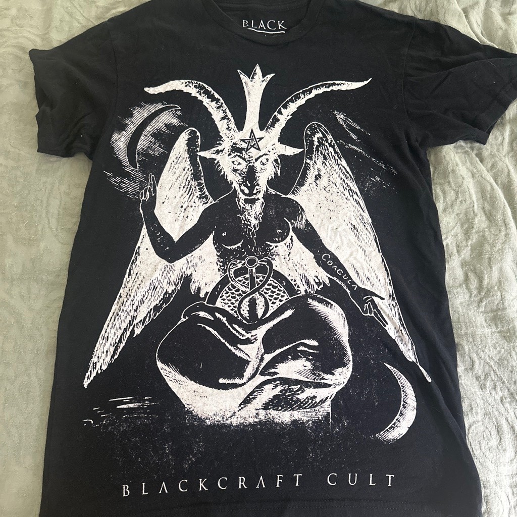 XS blackcraft cult baphomet t-shirt with bigger than god on the back XS blackcraft cult baphomet t-shirt with bigger than god on the back