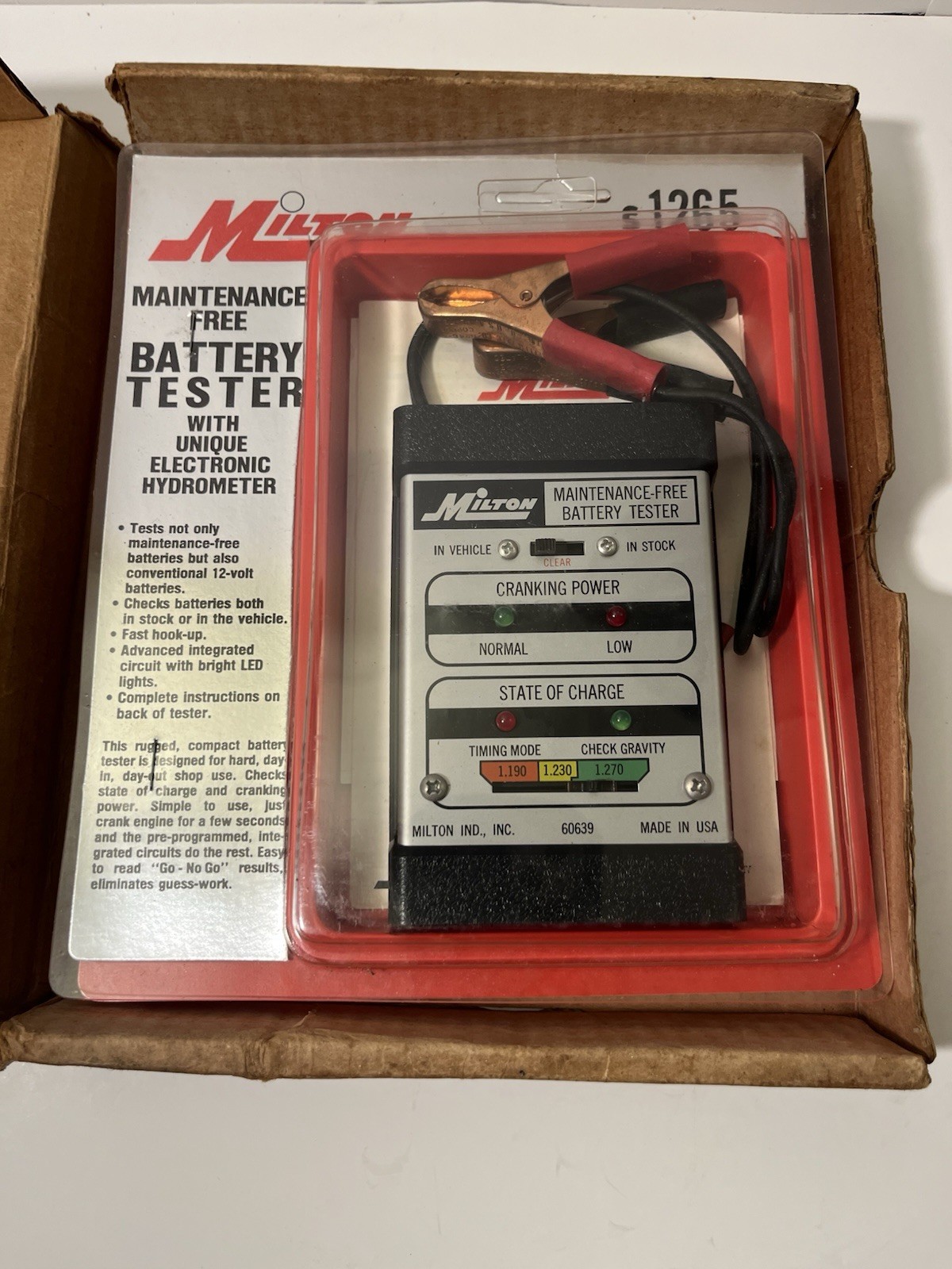 Milton Industries Test Equipment S1265 Maintenance Free Battery Tester Milton Industries Test Equipment S1265 Maintenance Free Battery Tester