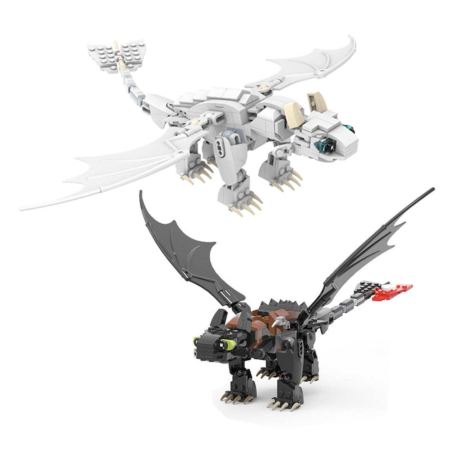 YOUFOY 2-in-1 Night Dragon and His Girlfriend Light Dragon Model 465 Pieces