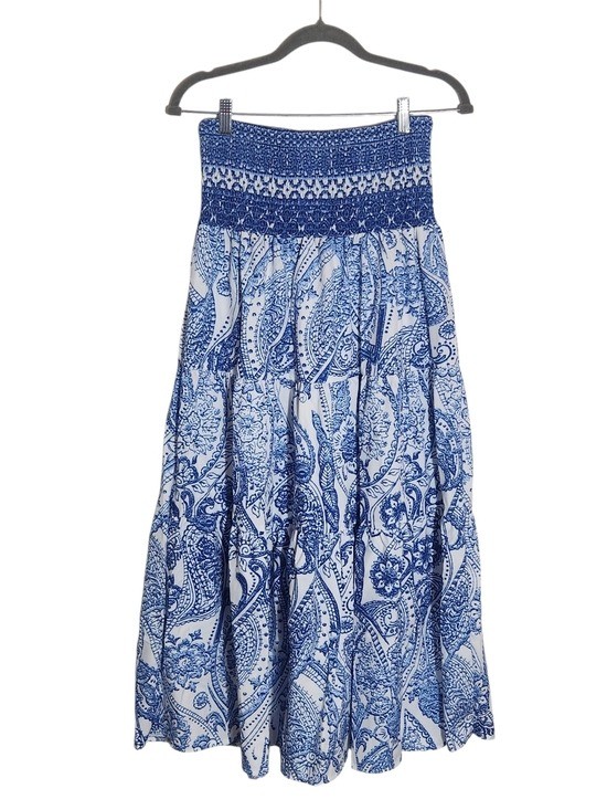Shein Blue and White Floral Paisley Maxi Skirt Size Medium NWOT