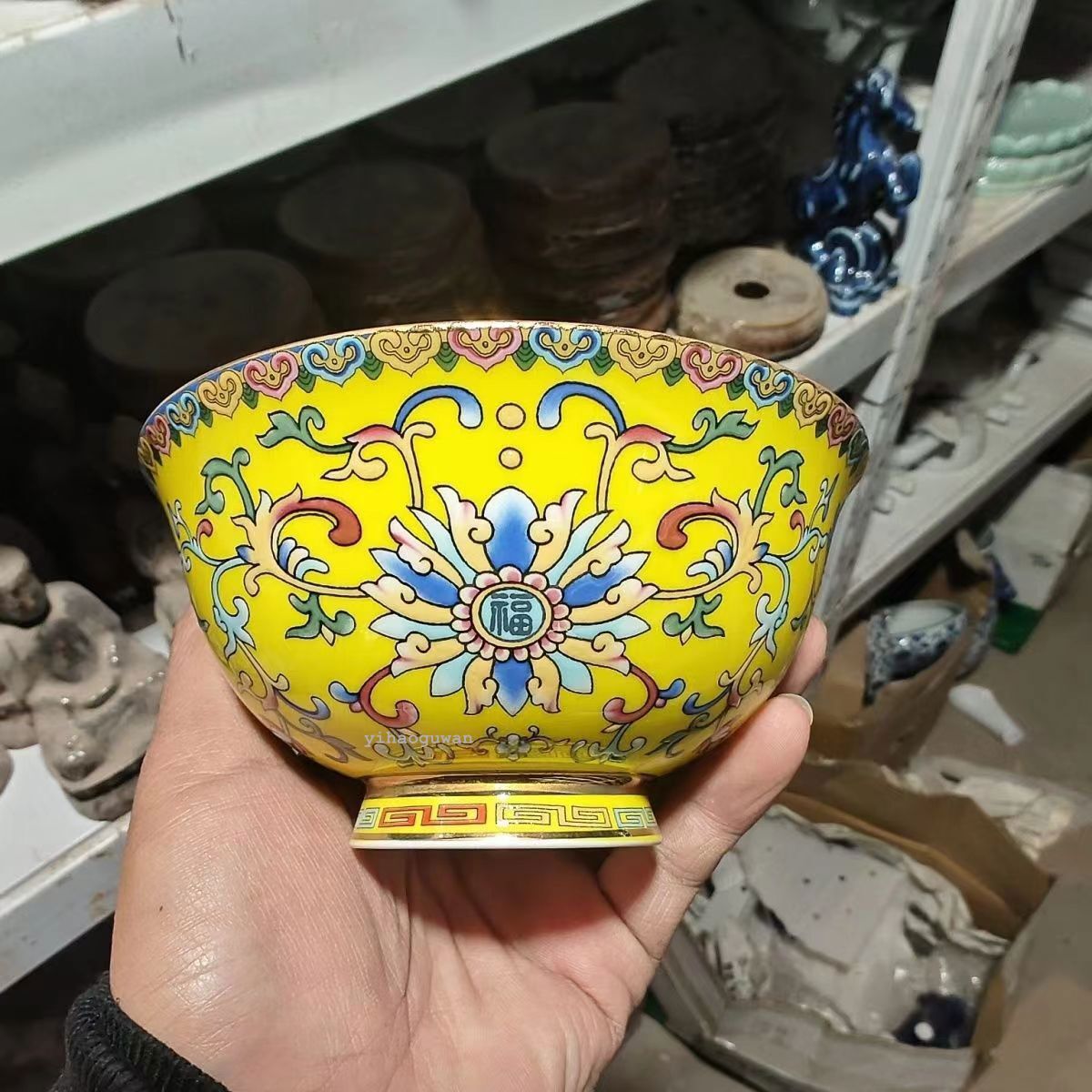 Chinese Antique Qianlong Year Colorful Flower Porcelain Bowl 4.6 inches