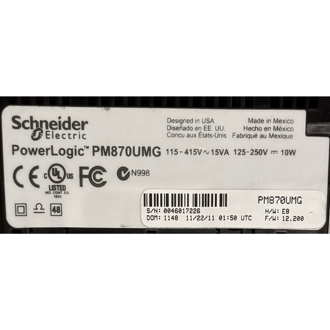 SCNEIDER ELECTRIC PM870UMG Power Logic PM870 Missing Display
