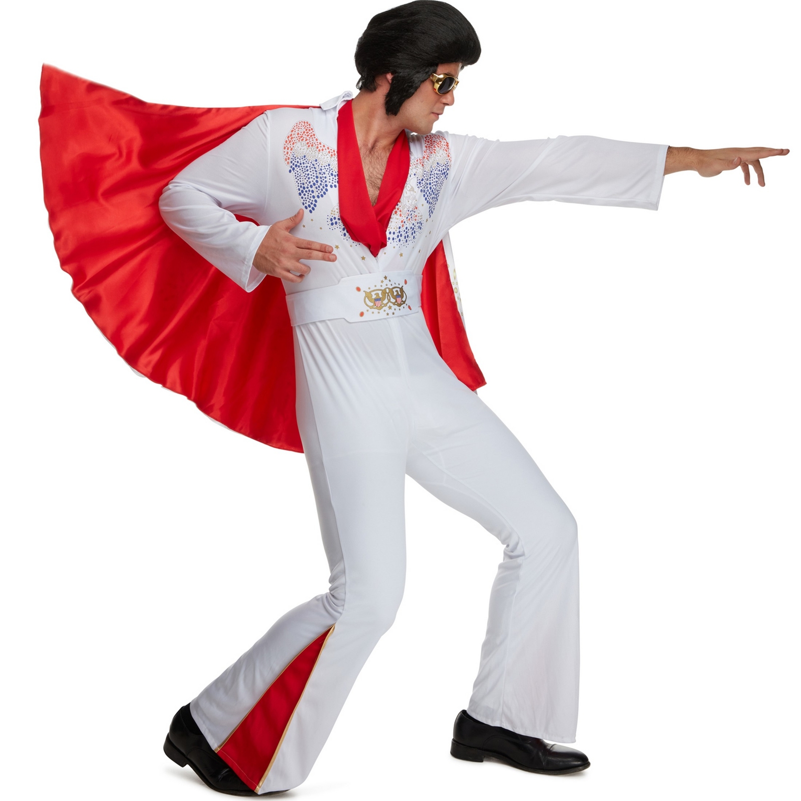 Men`s 1950s Las Vegas Rock Star Costume Elvis Rock n Roll King Disco Jumpsuit Men`s 1950s Las Vegas Rock Star Costume Elvis Rock n Roll King Disco Jumpsuit