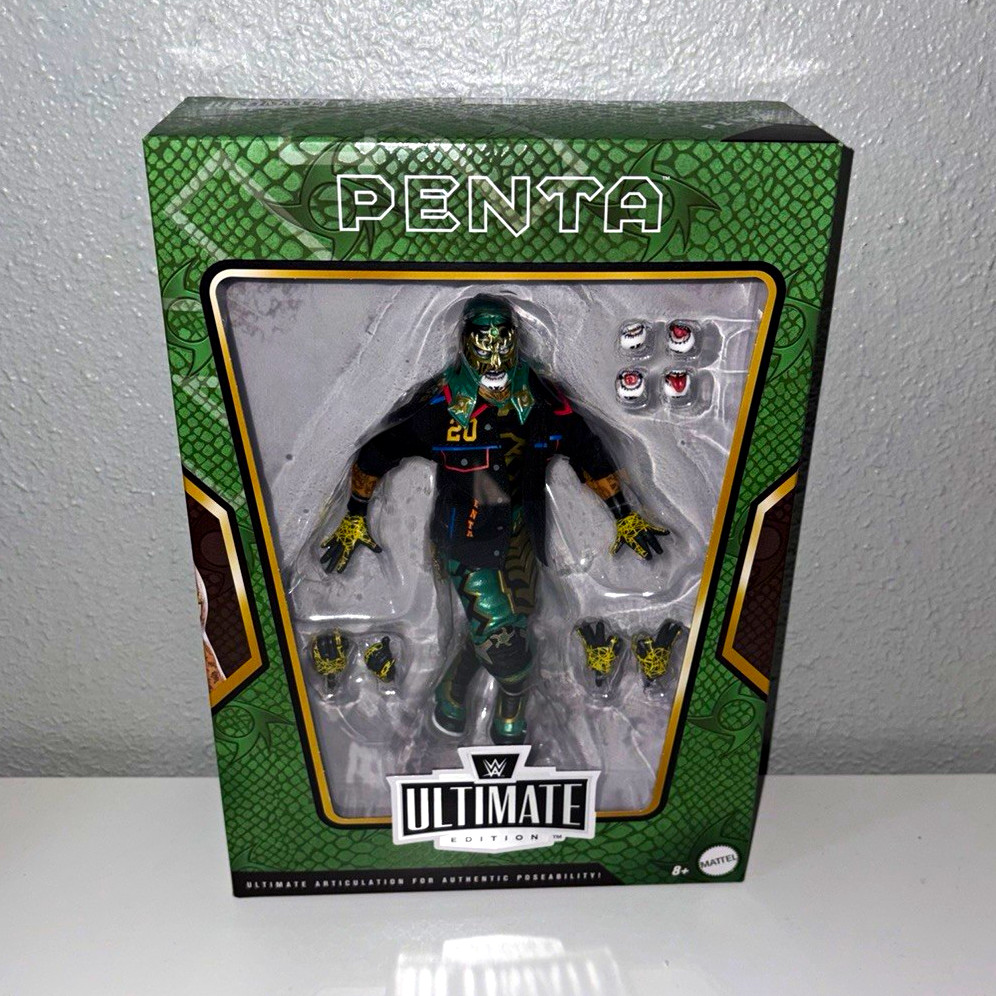 WWE Mattel Ultimate Edition Penta Action Figure w/ Alt Heads & Hands WWE Mattel Ultimate Edition Penta Action Figure w/ Alt Heads & Hands